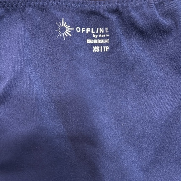 Aerie OFFLINE Real Me Ruched Blue Exercise Crop Top Swim Top Size XS - Picture 7 of 8